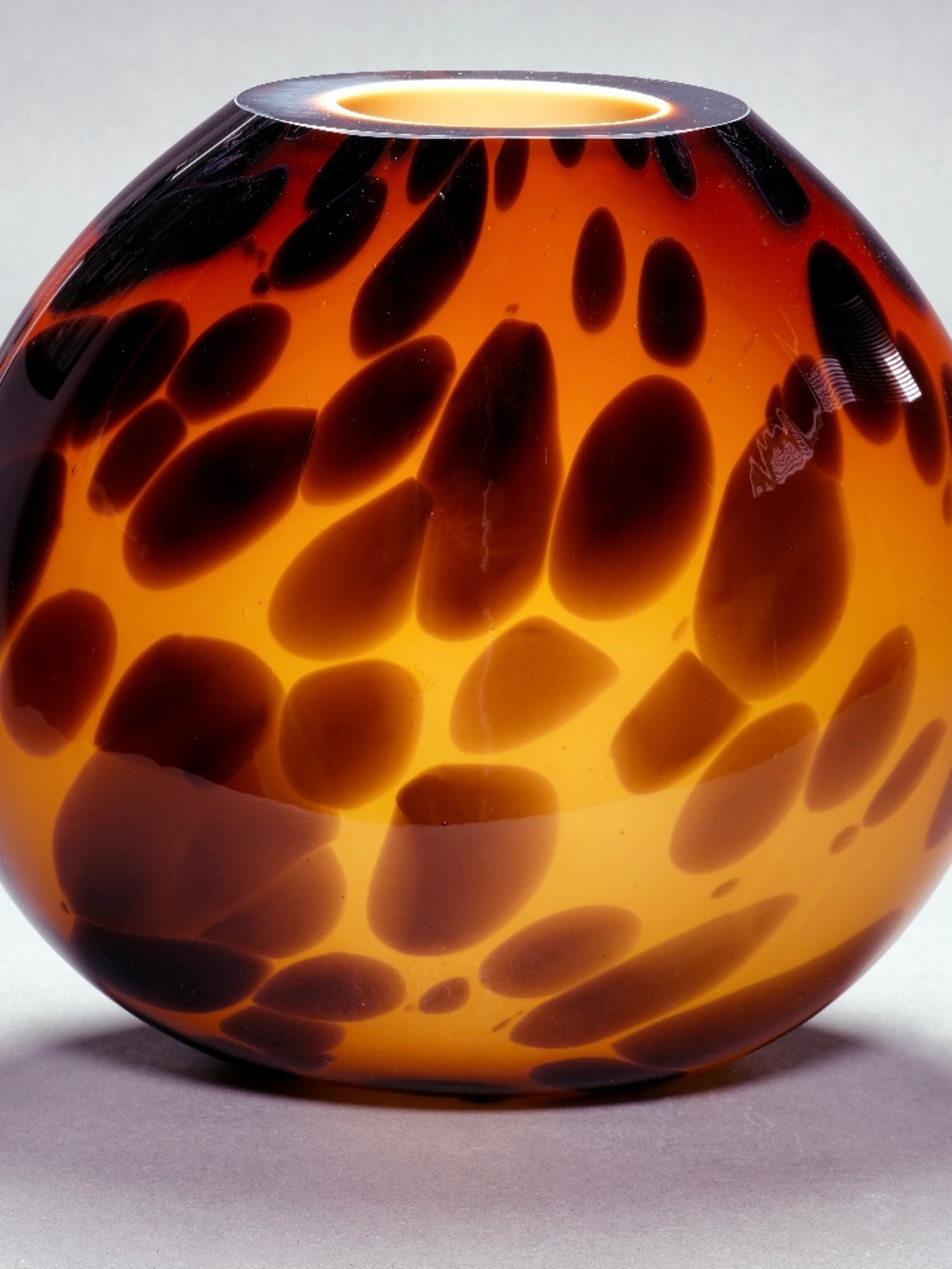 VINTAGE MCM MURANO CASED TORTOISE-SHELL LEOPARD ART GLASS VASE